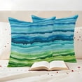 thumbnail image 3 of Outdoor Pillow Covers Pack of 2, Abstract Watercolor Stripes Artwork Waterproof Throw Pillowcase Cushion Cases, Blue-green Gradient Lines Decorative Pillow Cover for Couch Sofa Home Bed Patio, 3 of 9