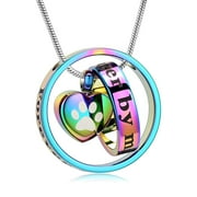 Personalize Circle of Life Paw Print Heart Urn Pendant Pet Memorial Necklace for Dog Cat Cremation Ashes Keepsake Jewelry