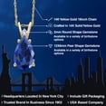 thumbnail image 2 of Gem Stone King 14K Yellow Gold Blue Created Sapphire and White Created Sapphire Pendant Necklace for Women | 3.61 Cttw | Gemstone September Birthstone | Pear Shape 12X8MM | With 18 inch Chain, 2 of 6