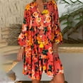 thumbnail image 3 of Ichuanyi Woman Dress Women's Ladies Loose Print Three Quarter Sleeve Mini Dress Summer Dress, 3 of 9