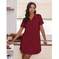thumbnail image 3 of Ekouaer Nightgowns for Women Button Down V Neck Sleepshirt Short Sleeve Nursing Dress, 3 of 6