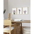 thumbnail image 5 of HAUS AND HUES Botanical Wall Art Framed - Set of 3 Calming Lavender Prints, Plant Posters, Framed Floral Prints, Minimalist Flower Pictures, Lavender Couch Set of 3 Art Print (12"x16" - Framed Beige), 5 of 6