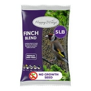 Happy Wings Finch Blend Bird Food, Mix of Nyjer & Sunflower Kernels, No Growth Seed, Dry 5 lb. Bag