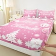 thumbnail image 3 of Manfei Merry Christmas Full Size Sheets,Chic Xmas Tree Lantern Bed Sheets,Pink White Sheet Sets For Boys Kids,Ultra Soft Home Decor,4-Piece, 3 of 7