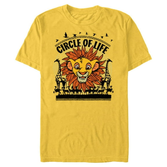 Disney The Lion King 30th Anniversary Simba Circle of Life - Short Sleeve Blended T-Shirt for Adults - Customized-Yellow