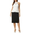 thumbnail image 2 of INSPIRE CHIC Lace Peplum Top for Women's Elegant Sweetheart Neck Sleeveless Tops L White, 2 of 6