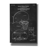 Epic Graffiti "Basketball Hoop Blueprint Patent Chalkboard" Giclee Canvas Wall Art, 18"x26"