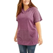 Women's Plus Short Sleeve Hooded Sweatshirt