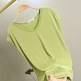 thumbnail image 2 of Tnhcen Women's V-Neck Sleep Shirt Short Sleeve Modal Blend Sleepwear Soft Comfortable Loungewear Breathable M-2XL Green, 2 of 8