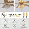 thumbnail image 4 of YIOSI 62" Crystal Ceiling Fan Fandelier with Lights, Gold Modern Fan with Remote, Noiseless DC Motor, Energy-Efficient, Retro/Farmhouse Lighting for Living Room & Bedroom, Timer & 6-Speed Settings, 4 of 8