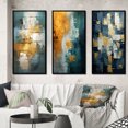 thumbnail image 1 of Designart "Comfort in Glory Blue Abstract Expressionism III" Abstract Painting Framed Wall Art Set Of 3 - Blue Modern Frame Canvas Set For Living Room Decor, 1 of 6