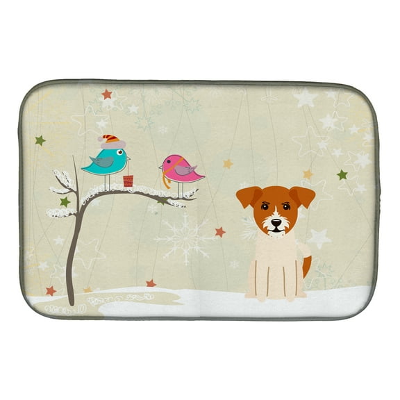 Christmas Presents between Friends Jack Russell Terrier Dish Drying Mat