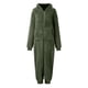 thumbnail image 4 of Gibobby Mono Corto Informal Pijama de manga larga de lana artificial para mujer Casual Color sólido Cremallera Suelto con capucha Mono Pijama Casual Invierno Cálido Rompe Lind(Verdinegro， XL), 4 of 5