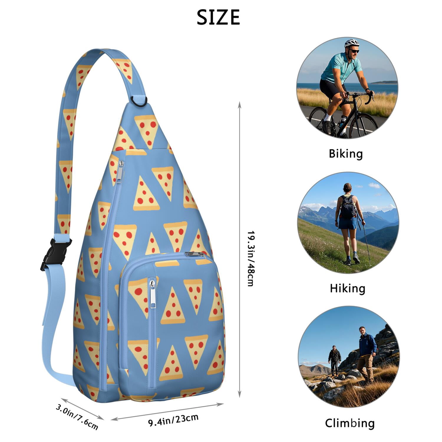 Funny Pizza Lover Chest Bag - Kawaii Foodie Sling Bag with Delicious Pizza Print, Lightweight Water-resistant Fanny Pack for Pizza Party & Daily Use (Women & Men)"