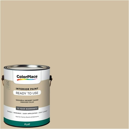 ColorPlace Pre Mixed Ready To Use, Interior Paint, Sahara Desert Sand, Flat Finish, 1