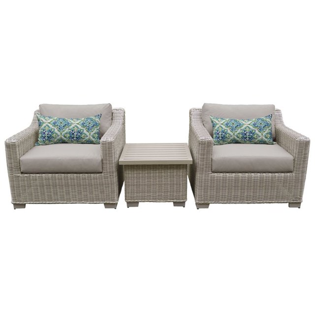 Côte 3 Pièces Extérieur en Osier Patio Meubles Set 03a en Beige