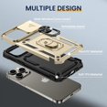 thumbnail image 4 of for iPhone 15 Pro Max Case with Slide Camera Cover & 360° Rotate Ring Stand [Military Drop Protection] Shockproof Heavy Duty Protective,  Phone Case with Magnetic Car Mount Holder Gold, 4 of 13