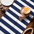 thumbnail image 4 of Table Runners 120 Inches Long, Navy Blue Stripe Cotton Linen Kitchen Dining Coffee Table Runner for Party Home Decor, Modern Simple Geometric White Striped Tabletop Dresser Scarves 13x120 Inch, 4 of 9