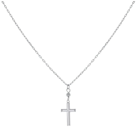Sterling Silver Womens Cross Religious Charm Necklace