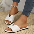 thumbnail image 6 of THDHVS Sandals Women,Women Dressy Summer Flat Comfortable Fashion Beach Cute Ladies Slides Leather Casual Dress Women's Sandals White, 6 of 9