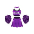 thumbnail image 1 of Xnihocha Girls Classic Cheerleading Team Uniform Mesh Splice Crop Top with Pleated Boxer Skirts Rooter Stage Suit Purple 12, 1 of 7