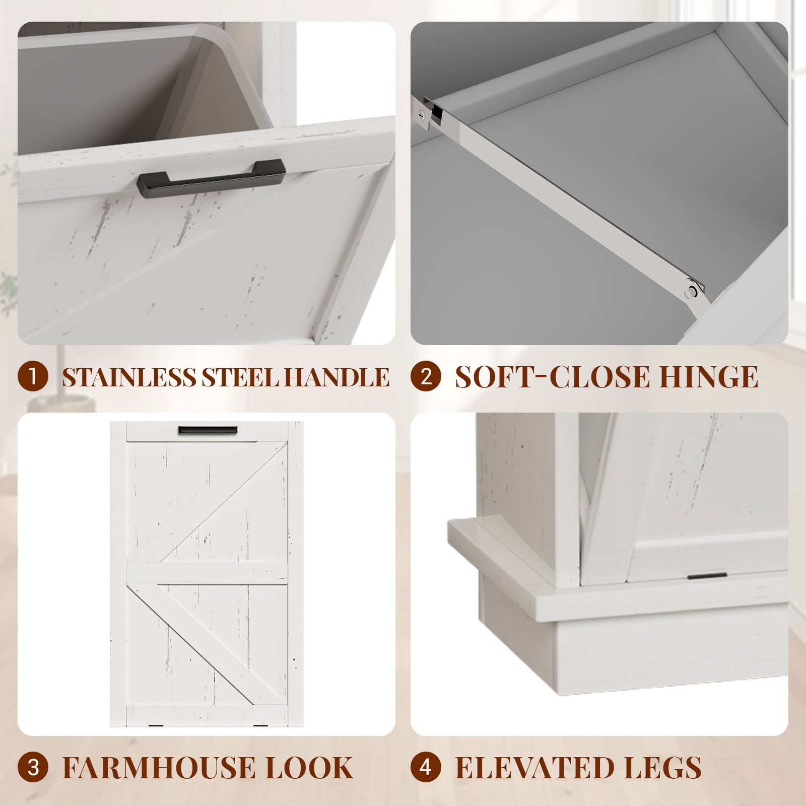 MAYEERTY Farmhouse Storage Cabinet with Drawer, Tilt Out Trash Can Cabinet for 10 Gallon Bin, for Kitchen, Laundry, Living Room, Office