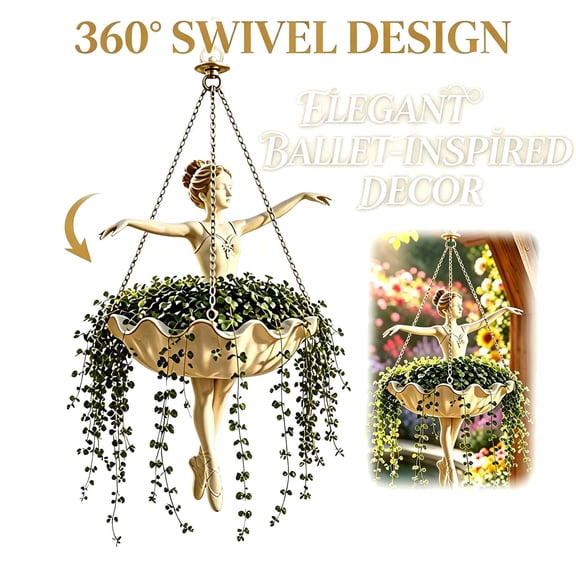 Ballet Dancer Hanging Planter, Decorative Hanging Flower Pot for Indoor Outdoor Garden, Unique Trailing Plant Holder, Gift for Dance Teachers