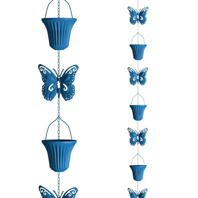 Garden Decor for Outside Galvanized Rain Chain Gutter Downspout Catcher Outside Water Diverter Decorative Garden Rain Cups Chime Home Dragonflys Frogs Butterflys Decor Chimes for Outside