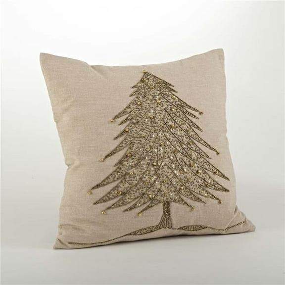 Saro Lifestyle Beaded Xmas Tree Design Throw Pillow