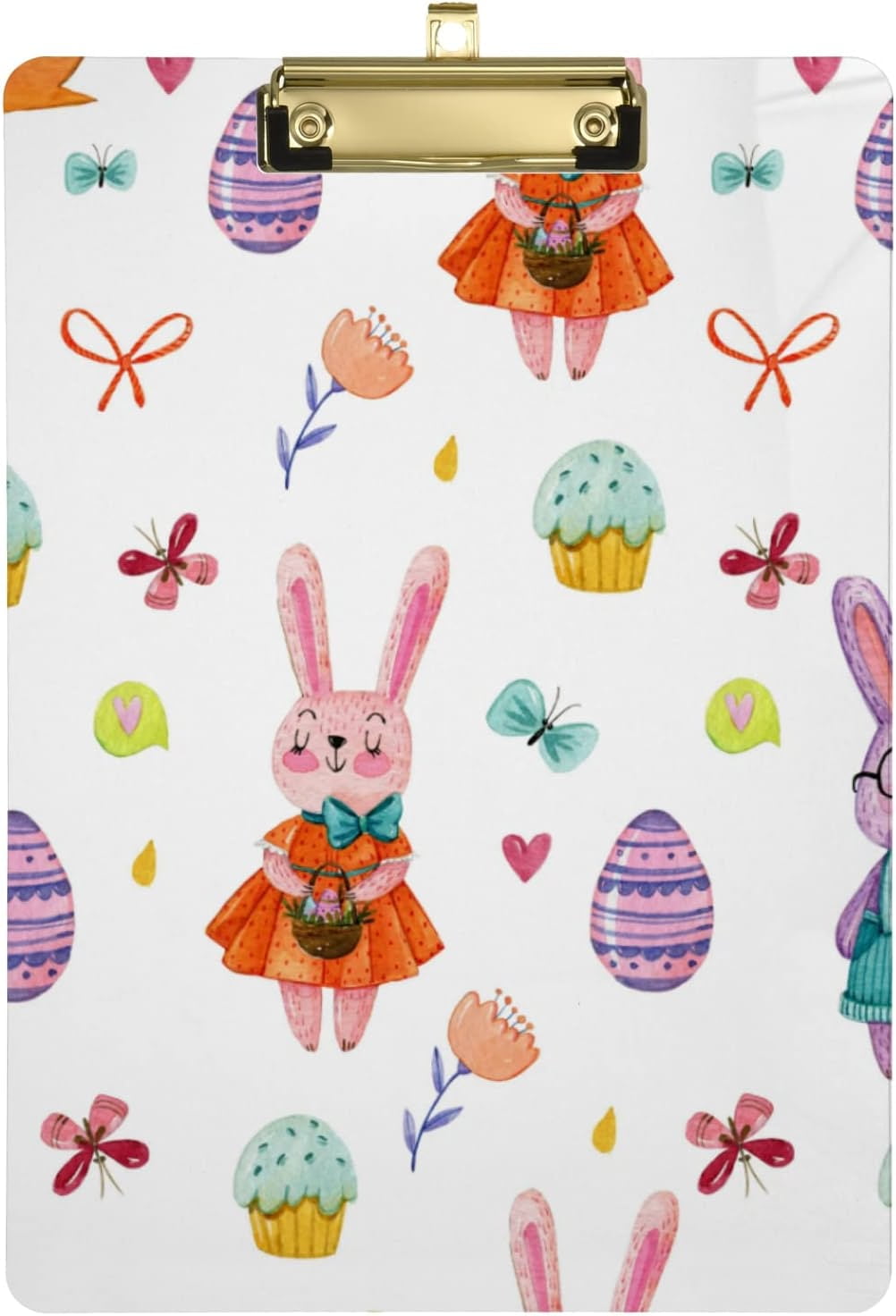 KXMDXA Easter Rabbits Eggs Clipboard Hardboard Wood Nursing Clip Board