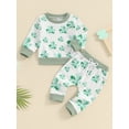 thumbnail image 2 of Bslissey 6M 12M 18M 24M 3T Toddler Baby Boys Girls Long Pants Sets Clover Print Long Sleeve Sweatshirt + Drawstring Pants 2Pcs Outfits Infant Casual Holidays Clothes, 2 of 9