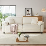83" Couch Premium PU Leather Sofa, Comfy Extra Deep Seat 3 Seater Couch for Living Room, Oversized Loveseat with 2 Pillows, White - Walmart.com