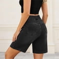 thumbnail image 5 of UDAUDU Womens Bermuda Jean Shorts High Waist Tummy Control Stretchy Pull On Knee Length Denim Shorts with Functional Pockets Black S, 5 of 7