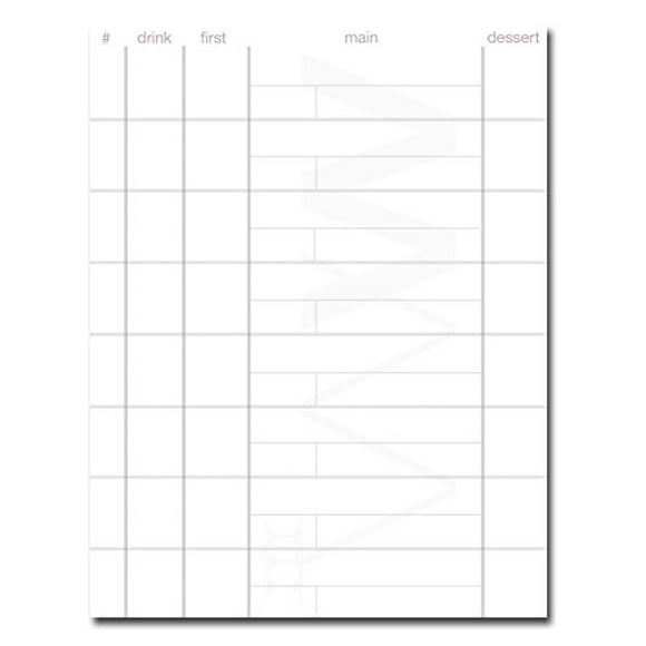 Tapis de Rangement pour Serveurs, Quatre Pouces par Six Pouces Formatés pour Invités de Restaurant, Douze Tapis avec Cinquante Pages Perforées, Reliés par Agrafes