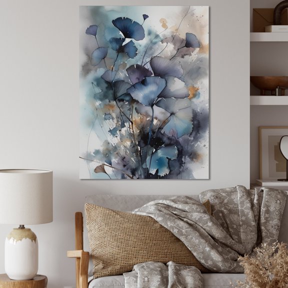 DESIGN ART Designart "Blue And Flowers Bouquet Interpretation" Floral Bouquet Canvas Wall Art 24 in. wide x 32 in. high