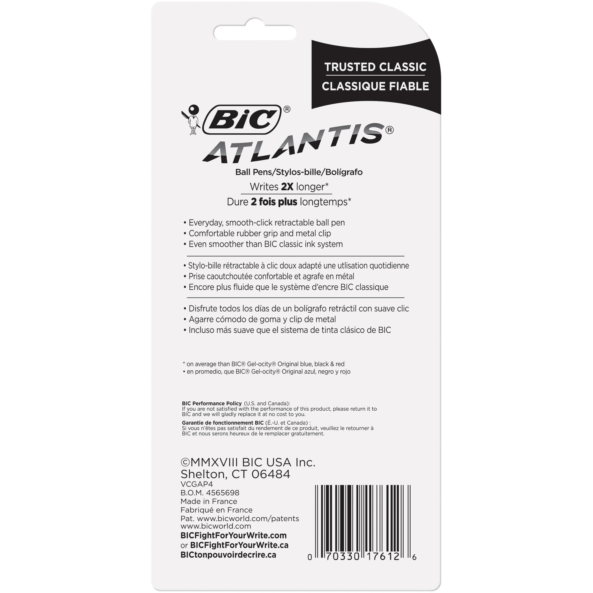 Bic Atlantis Original Retractable Ballpoint Pen Assorted Ink Medium 1mm 4 Pack Walmart Com Walmart Com