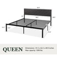 thumbnail image 3 of Amolife Queen Size Metal Bed Frame with Upholstered Headboard, Dark Grey, 3 of 8