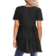 thumbnail image 3 of Camiseta casual para mujer Blusa con cuello en V sólido Blusa de manga corta Tops Fridja  zx3467, 3 of 7