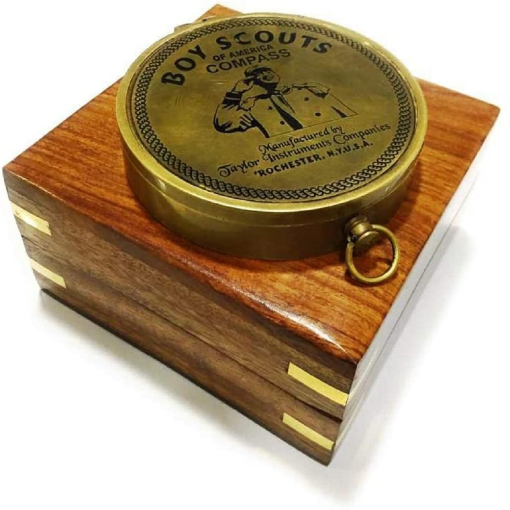 Details about   3'' Maritime Nautical Boy Scouts Of America Compass With Wooden Box 