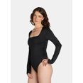 thumbnail image 3 of Madden NYC Women's Ruched Square Neck Bodysuit, Sizes XXS-XXL, 3 of 5