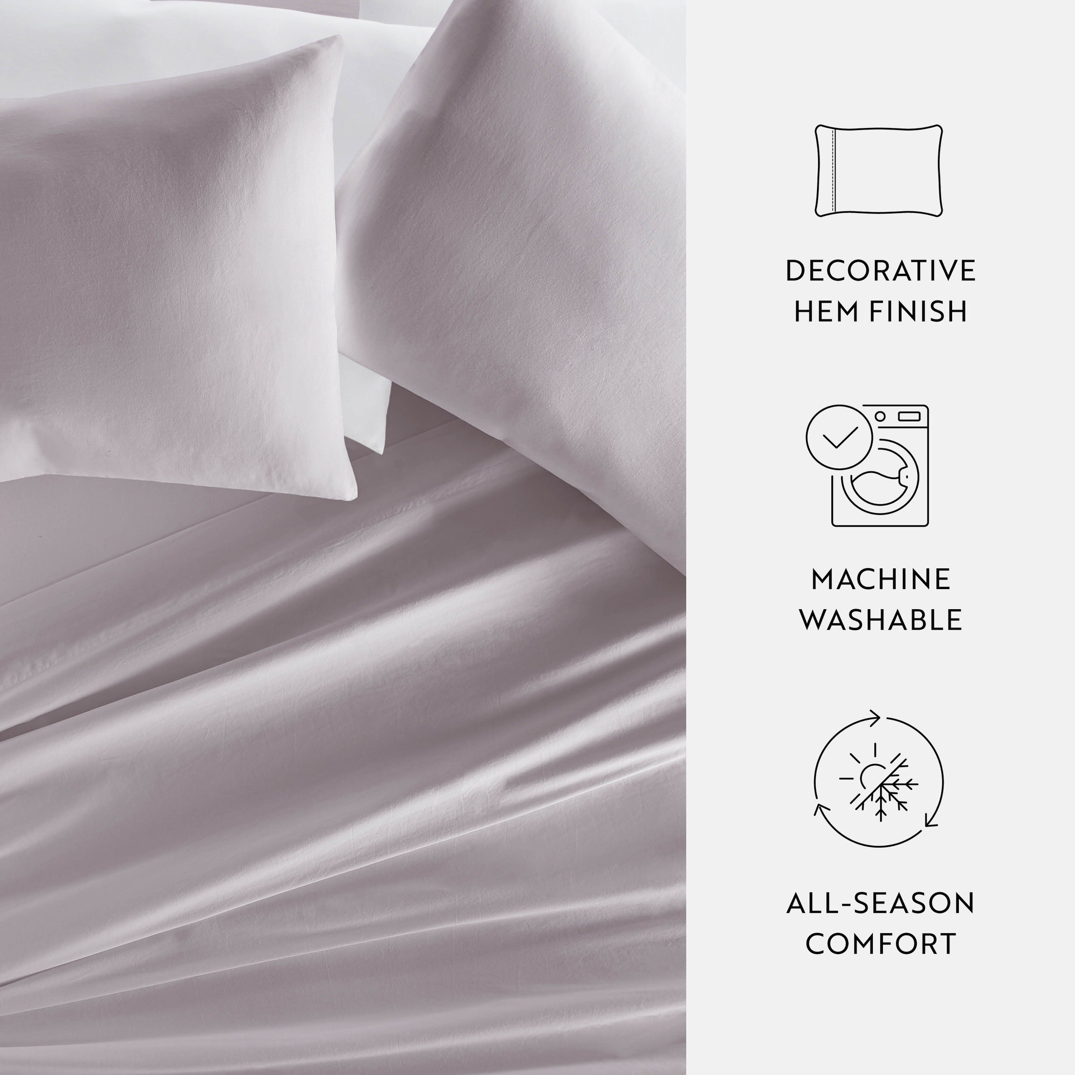 Mauve 300TC Cotton Cooling Pillow Case Set, Standard/Queen, by Noble Linens