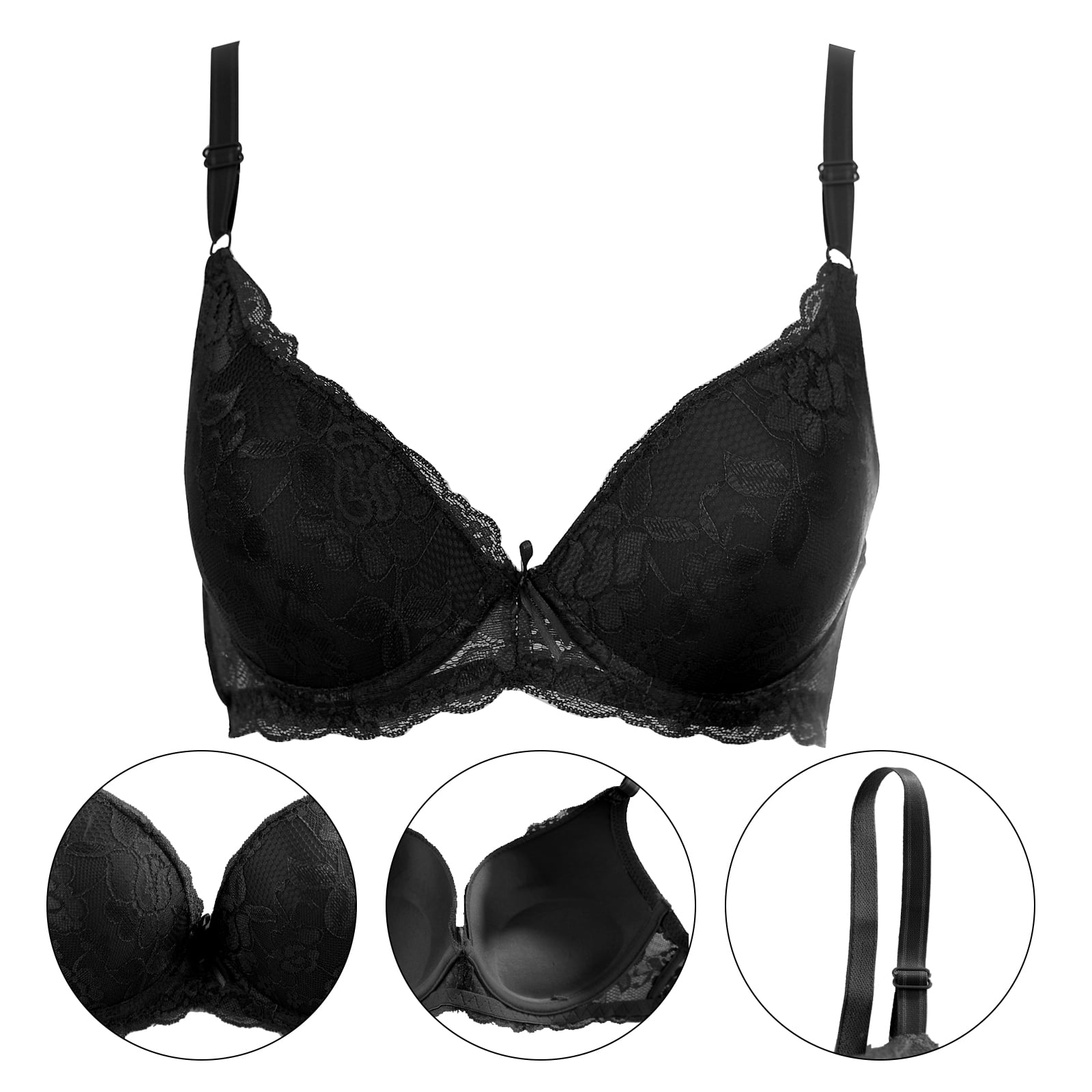 34C Bras for Women Underwire Push Up Lace Bra Pack Padded Contour Everyday  Bras A 34C 