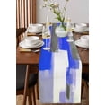 thumbnail image 4 of Ldtrchee Blue Purple Grey Table Runner 60 Inches, Modern Abstract Art Geometric Oil Painted Bed Runner Dresser Scarves Tabletop for Indoor Outdoor Parties/Ceremony/Banquet, 13" x 60", 4 of 8