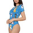 thumbnail image 2 of KLL Women 's Crew Neck Bodysuit Jumpsuits Cute Dogs Print Short onesies Stretch T Shirts, 2 of 7