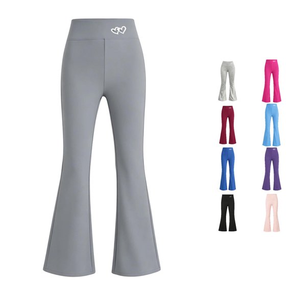XIYON Pants for Girls High Waist Flare Pants Lightweight Yoga Trousers for Everyday Wear Comfort Fashion 6-7 Years