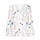 thumbnail image 4 of ICHUANYI ClearanceWomen's Fashion Printed Lace Sleeves Blouse V-Neck Casual Tops(White, XXL) ICHUANYI WER20232080500287, 4 of 8