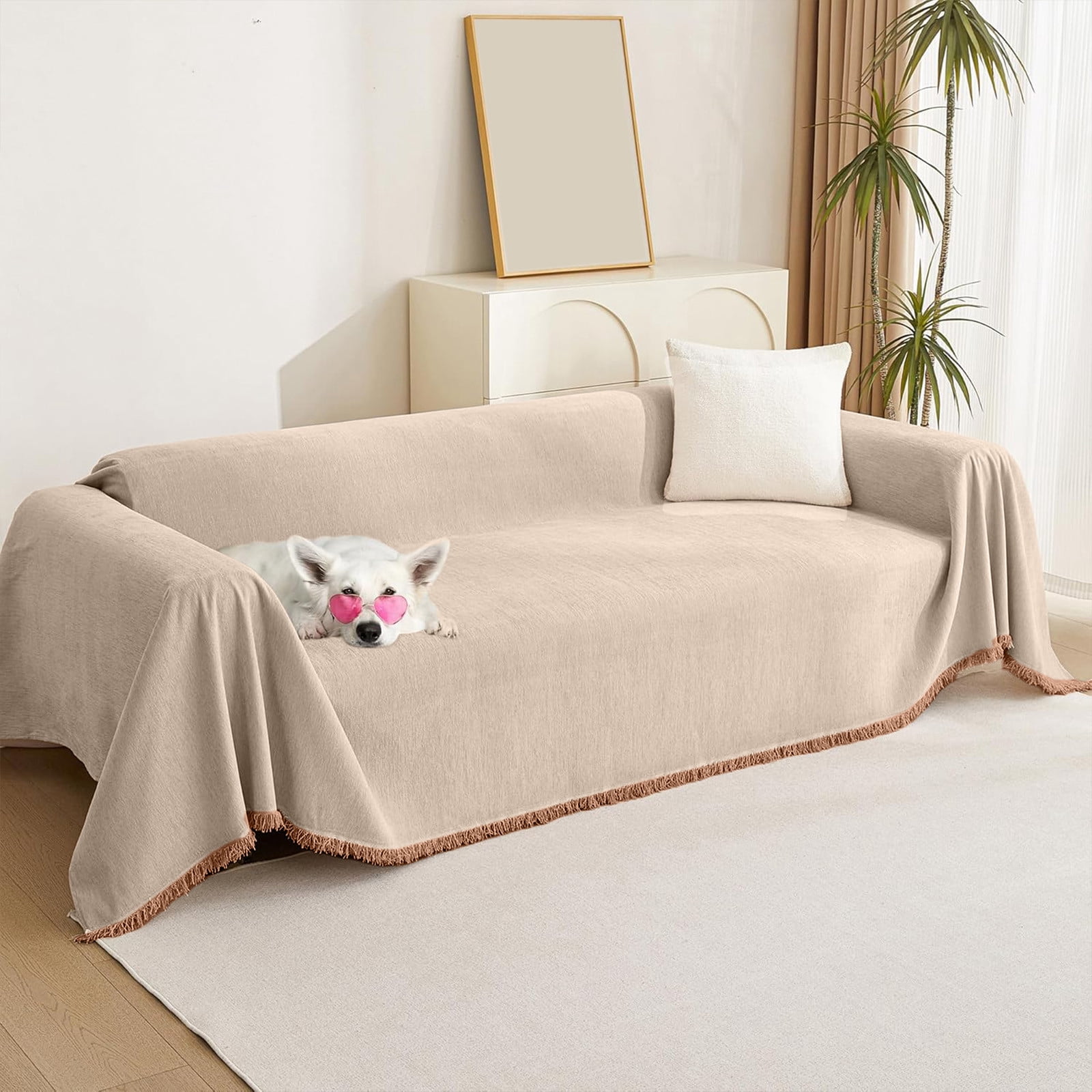 Lunxisen 2 Pcs Couch Cover Sheet Blanket, Oversized Reversible Couch Covers, Extra Large Furniture Decoration Cover Sofa Slipcovers, Sectional Protector for Cats Dogs(150*90cm)