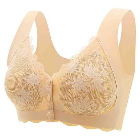 LLYWEY Wireless Bralette on Clearance Wireless Push up Bras Ladies One Shoulder Bra Style-1208 Women Lightly Lined Bra Feature Adult Female Plus Size Sports Bras Beige 38B