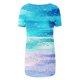 thumbnail image 5 of Fiudx Camisas de Mujer Top de Cuello Redondo de Manga Corta Raglán Largo con Espalda Corta y Estampado Informal para Mujer, 5 of 5