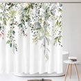 thumbnail image 2 of Juego de cortinas de ducha con hojas de acuarela en la parte superior de plantas florales para decoración de baño (71 x 71 pulgadas), 2 of 5